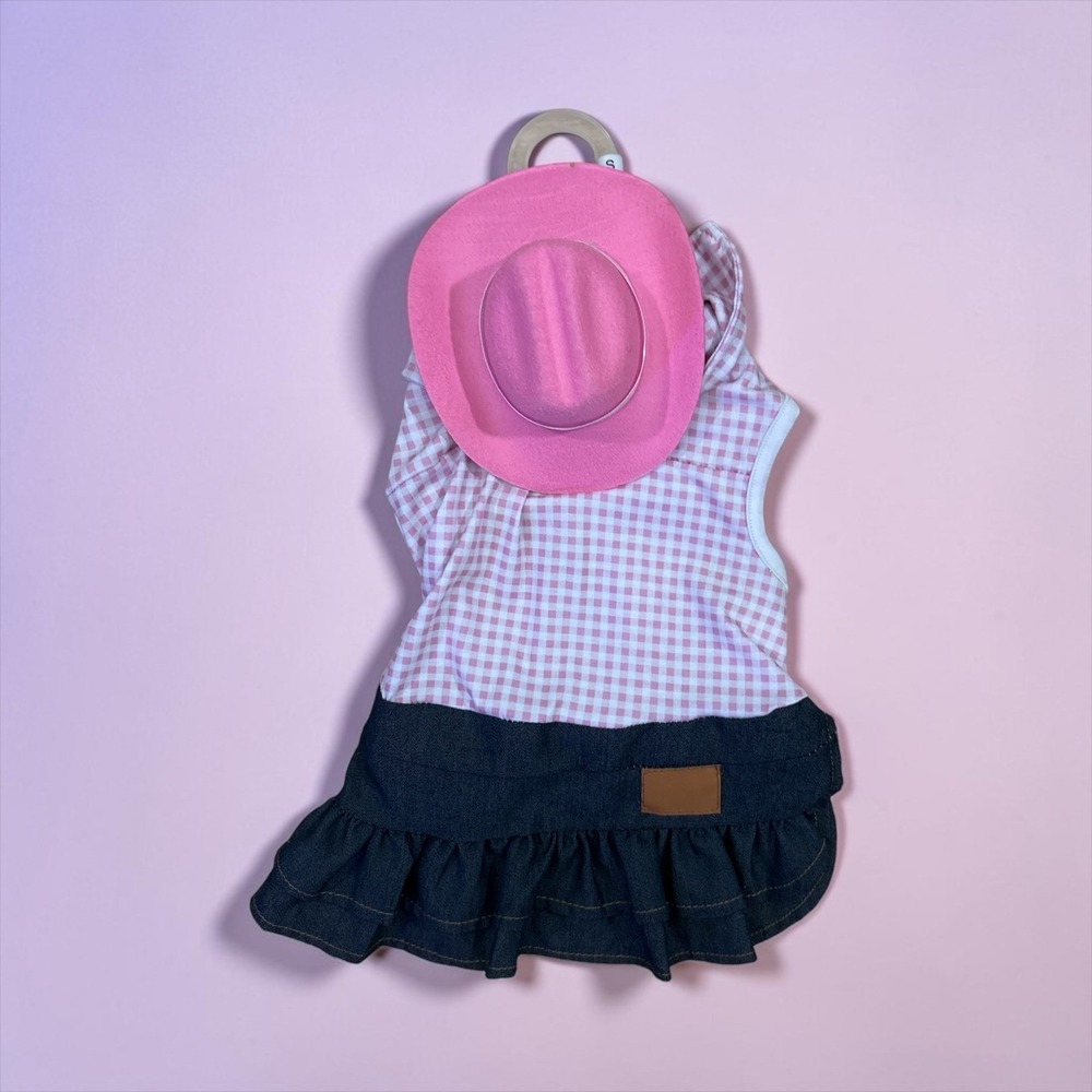 JESSICA SIMPSON DOG CLOTHING COWGIRL OUTFIT WITH HAT COSTUME SMALL